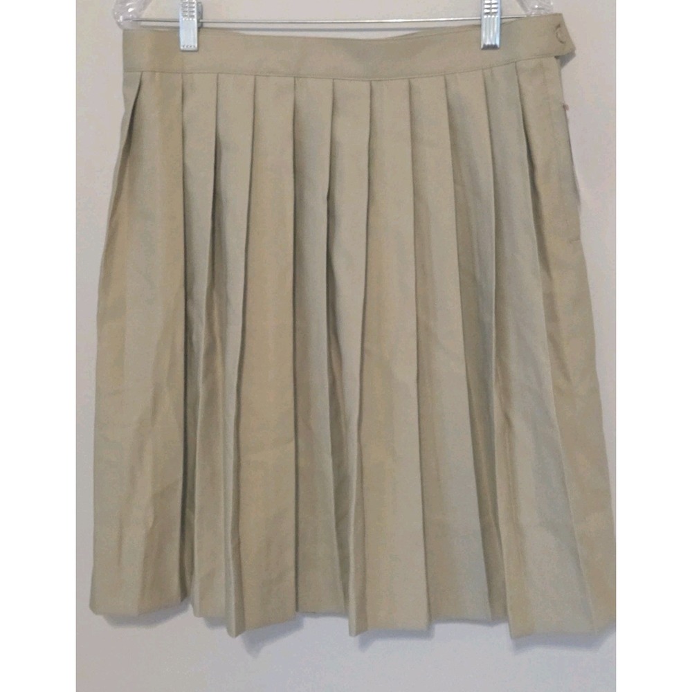 French Toast Pleated Skirt Khaki Adjustable Waist Knee Length Girls Size 18